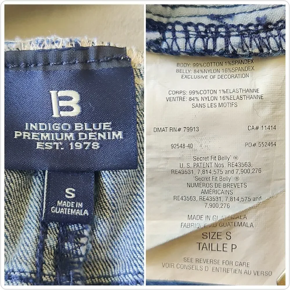 Indigo Blue Premium Denim straight leg maternity jeans sz S